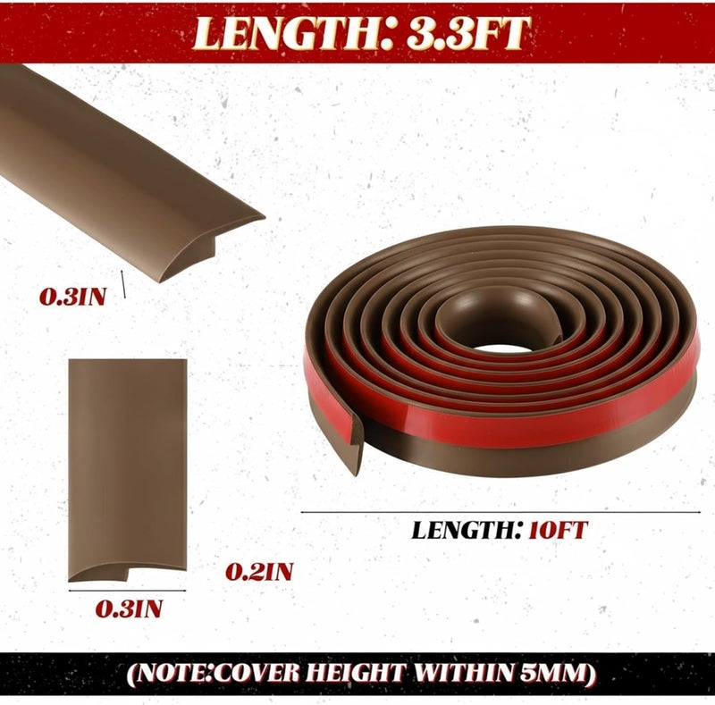 Joyfolk 10ft Carpet Floor Transition Strips, Self-Adhesive Carpet to Tile Transition Edge Triings for Doors/Wood Floors, Coverage Height up to 5mm(Dark Brown) - Image 2